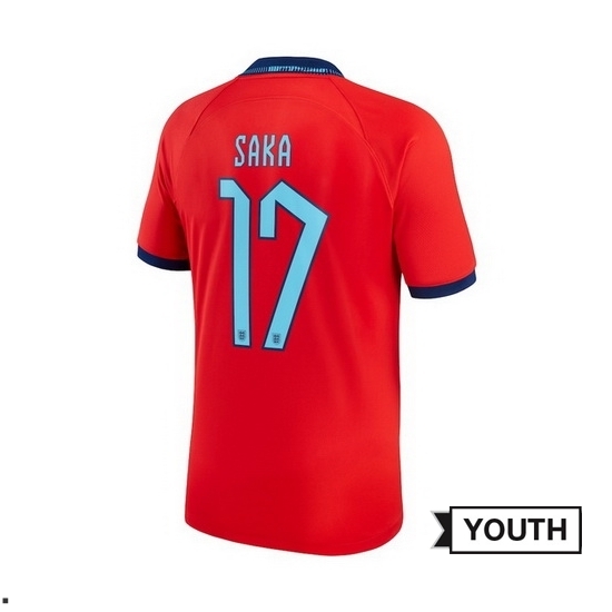 England Bukayo Saka 2022/23 Away Youth Soccer Jersey