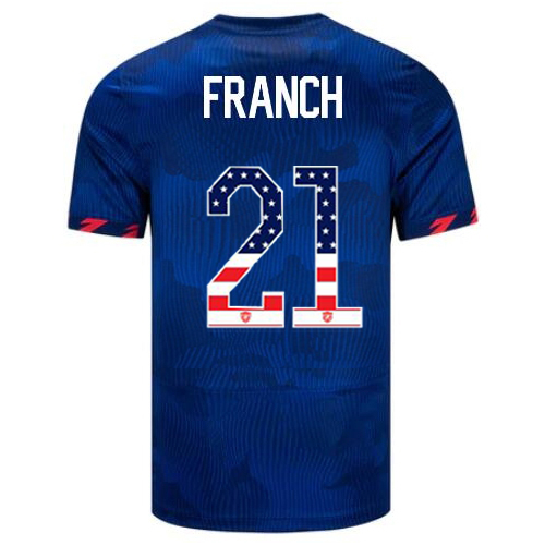 USA Adrianna Franch 2023 Blue Men's Jersey Independence Day