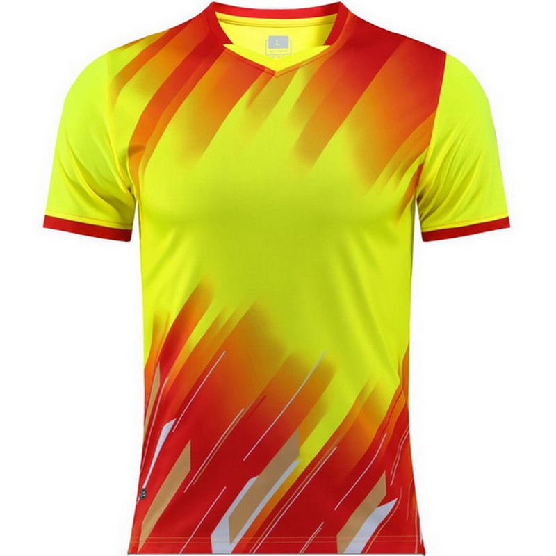 Yellow/Red Team Match V-Neck Unisex Soccer Jersey