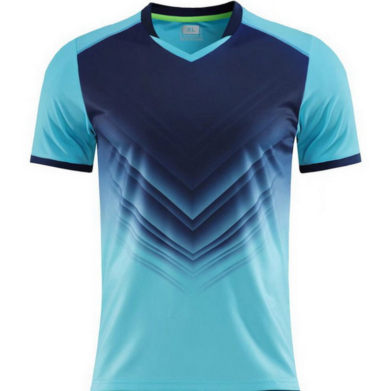 Navy/Teal Mesh Match V-Neck Unisex Soccer Jersey