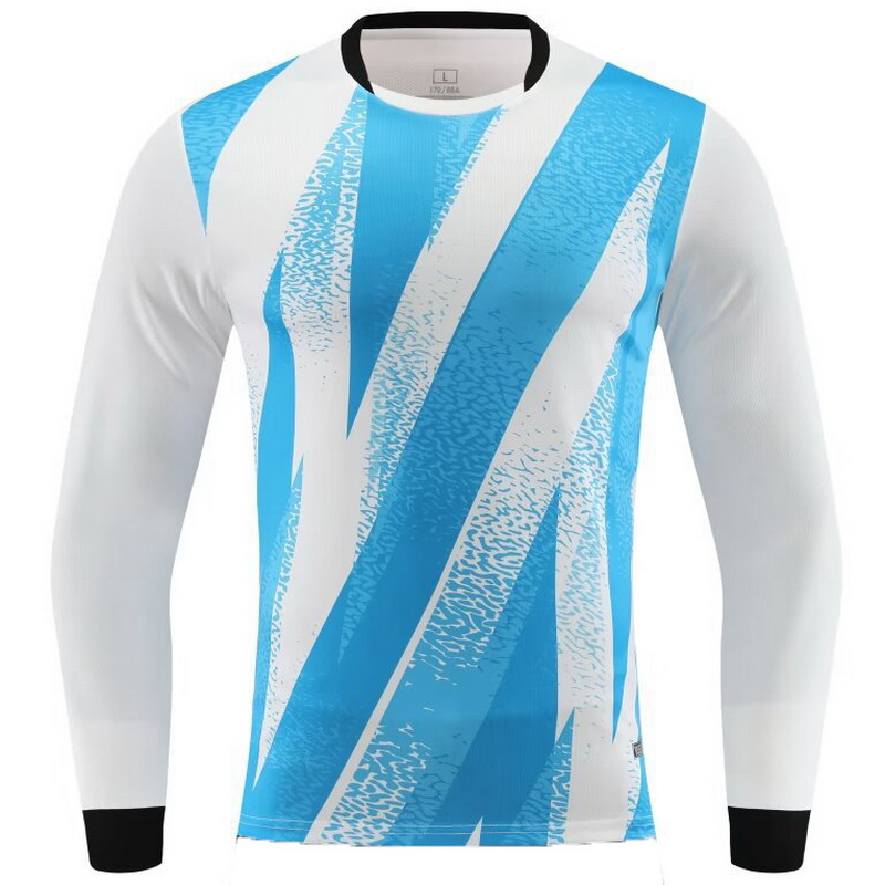 Blue/White Sports LS Shirt Crewneck Long Sleeve Jersey