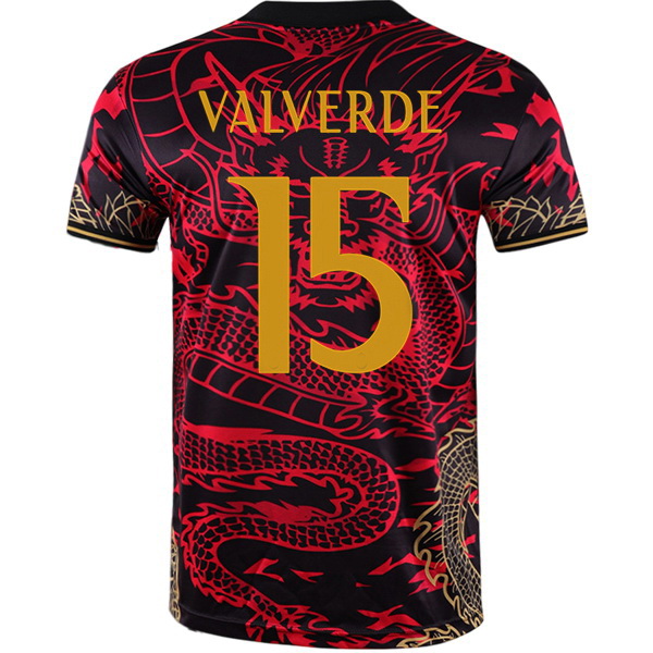 2024 Federico Valverde #15 Dragon Red Men's Soccer Jersey