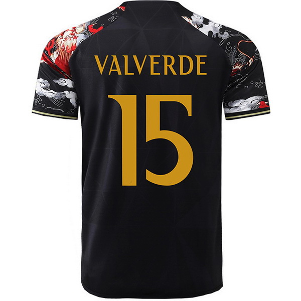 2024 Federico Valverde #15 Dragon Black Men's Soccer Jersey