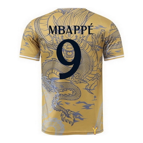 24/25 Kylian Mbappe #9 Dragon Yellow Youth Soccer Jersey